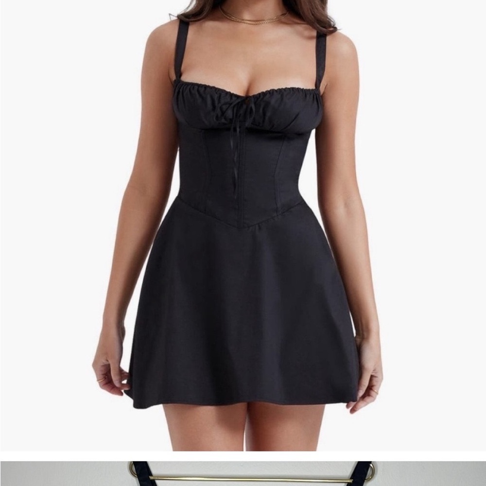 HOUSE OF CB CARLOTTA Corset Bodice Cotton Blend Cocktail Dress NWT
